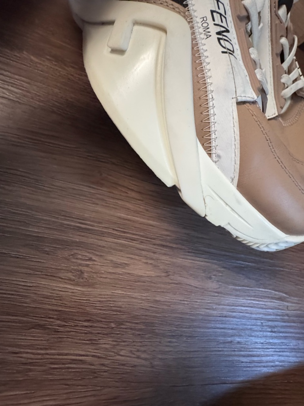 Authentic Fendi Women Beige, Brown and White FF Logo Runner - Picture 12 of 13